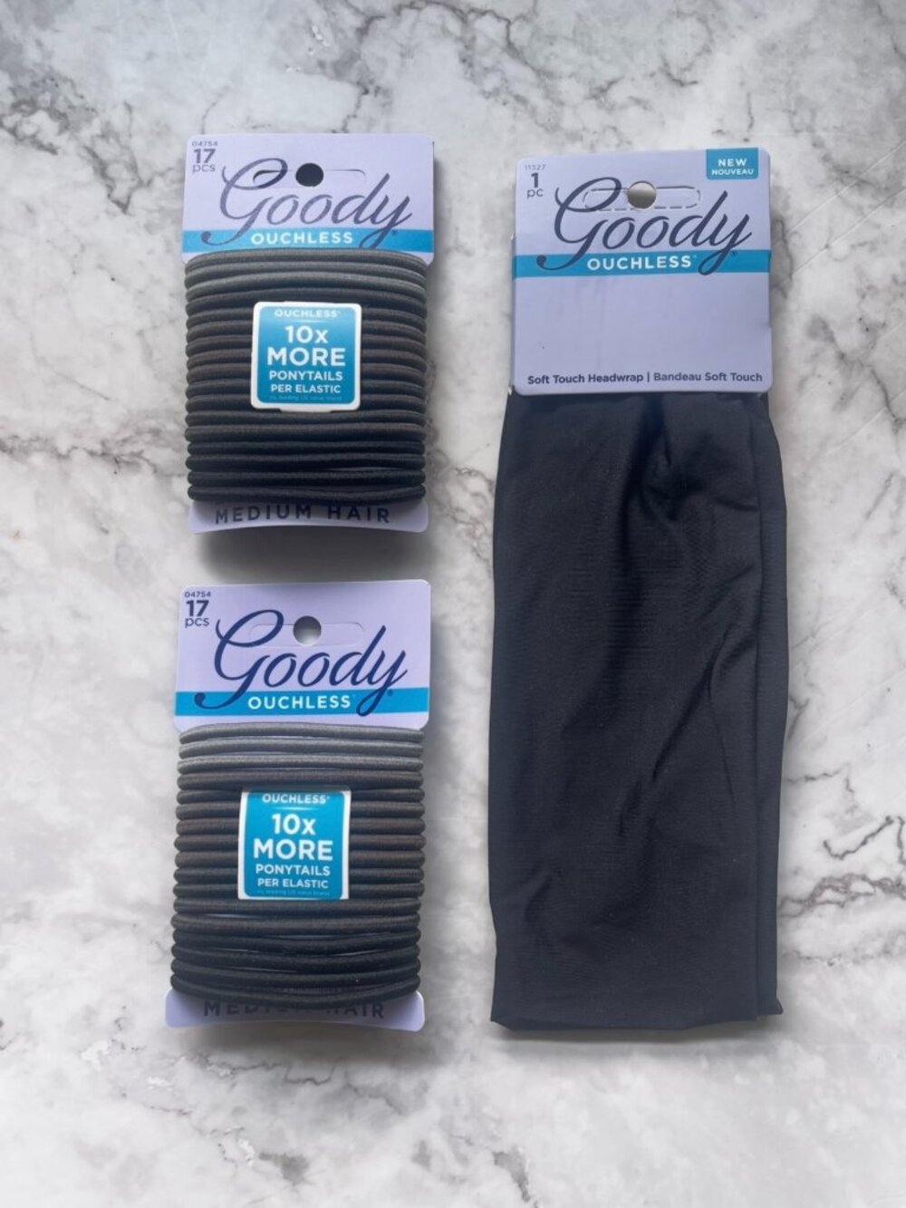 Goody Ouchless Hair Accessory Bundle Headwrap + 2 Packs Non-Metal Hair Ties NWT